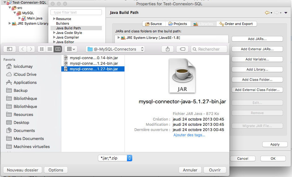 Java - Se connecter à une base de données MySQL 1 Java-import-to-project-1