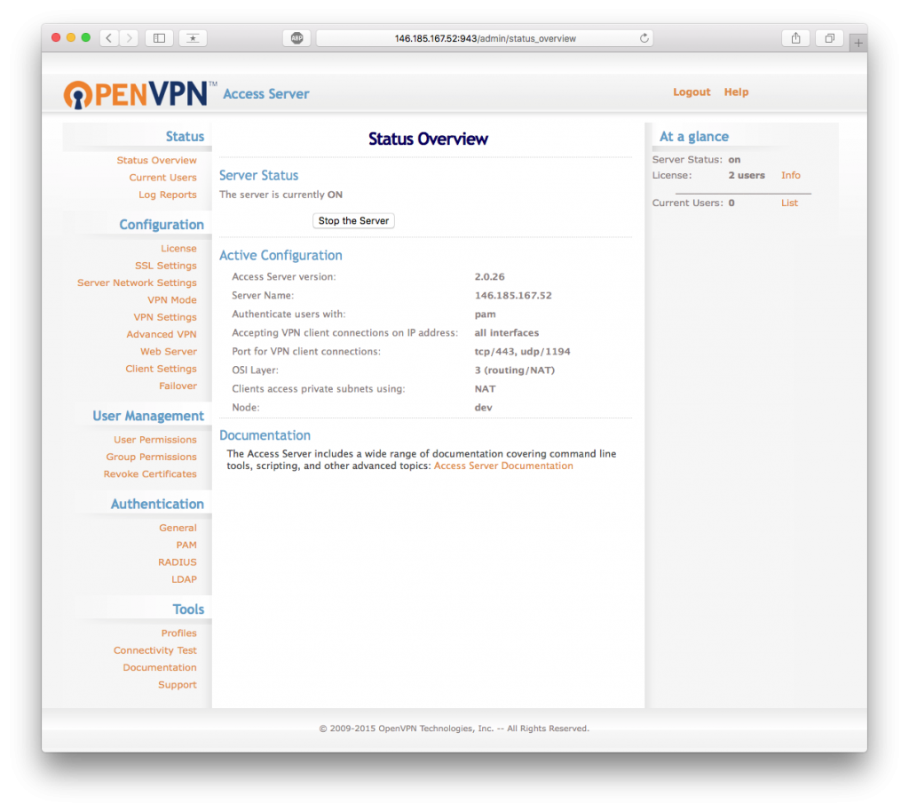 VPN openvpn-as admin