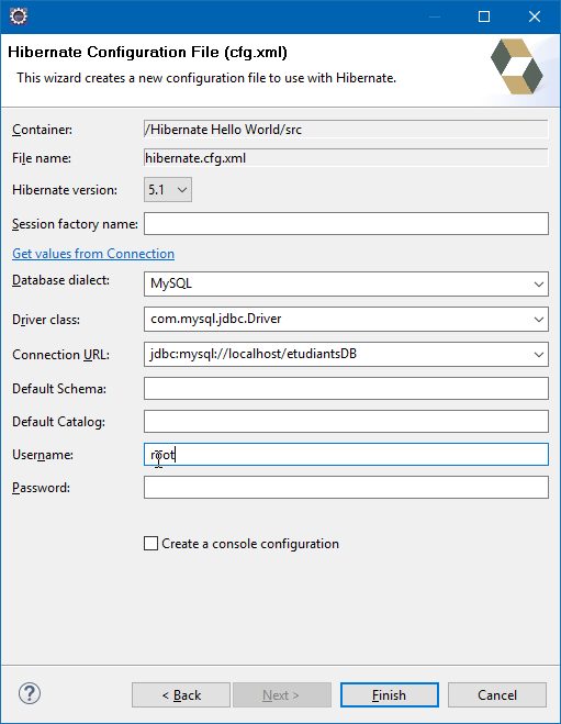 Hibernate - Installer l'ORM sur Eclipse 6 Hibernate Configuration File Wizard