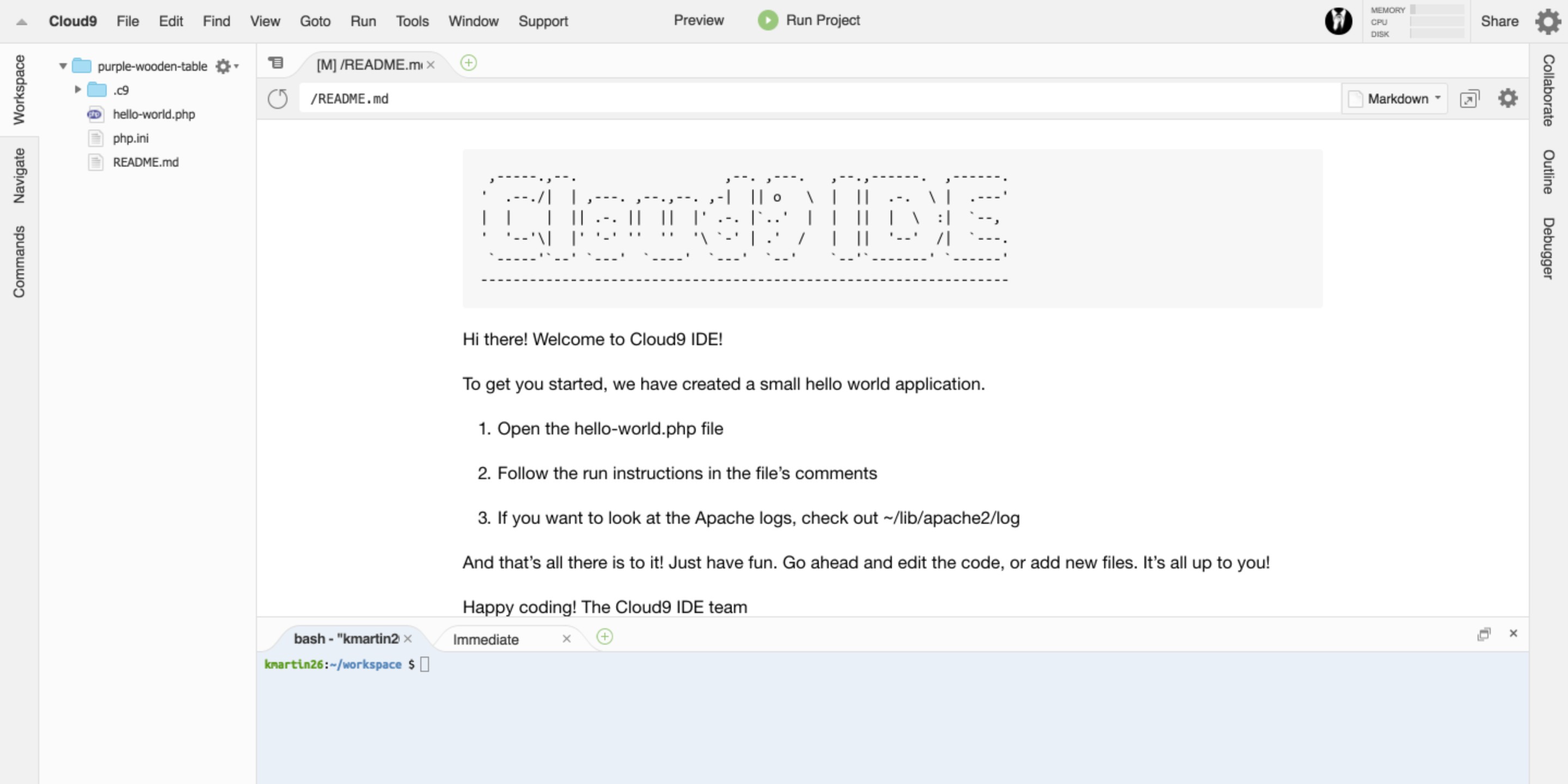 Laravel on Cloud9