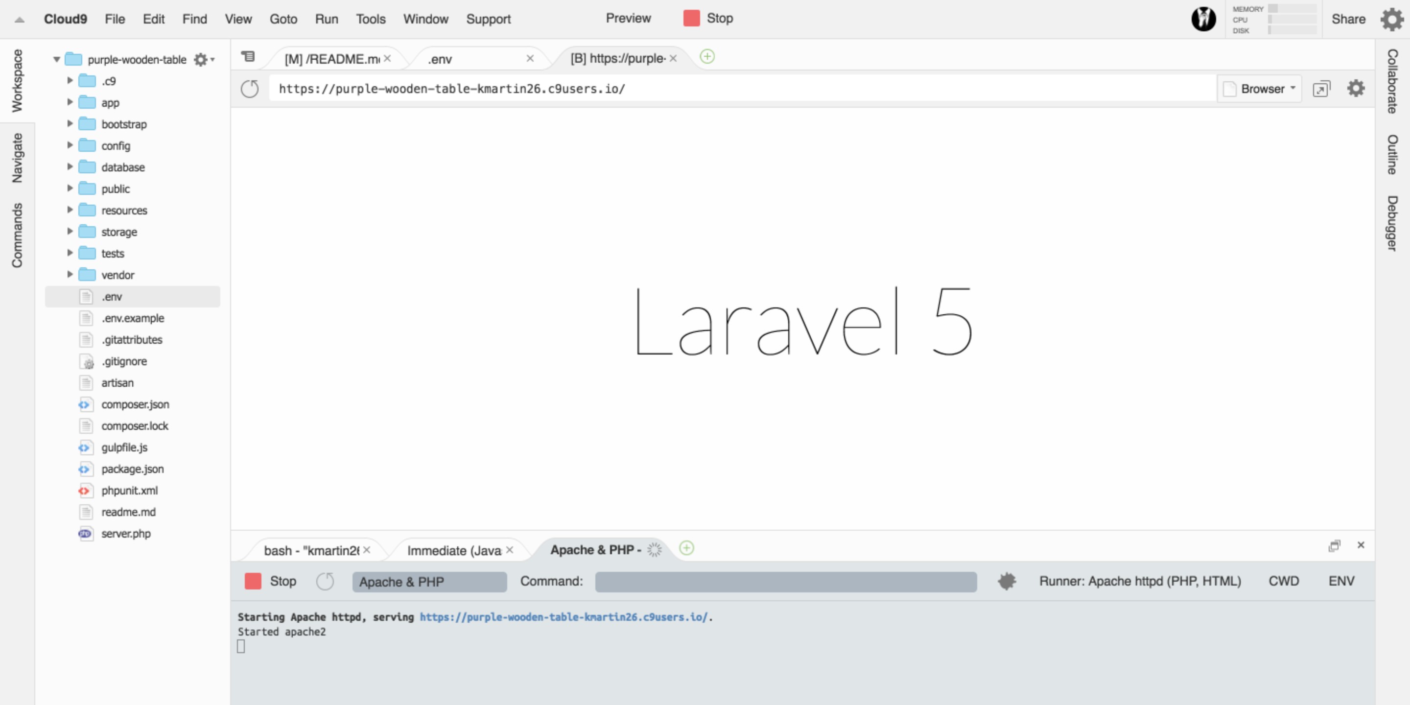 Laravel on Cloud9